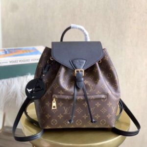 Louis Vuitton LV Montsouris PM Monogram Fake Backpack Lock Gold 27x33cm