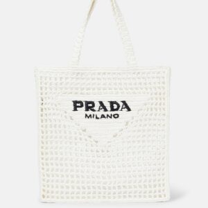 Logo raffia tote bag