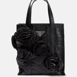 Rosette-embellished leather tote bag