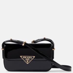 Logo patent leather shoulder bag