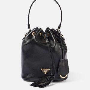 Small leather bucket bag
