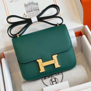 Hermes Constance Bag Epsom Gold Fake Handbags Green 19cm