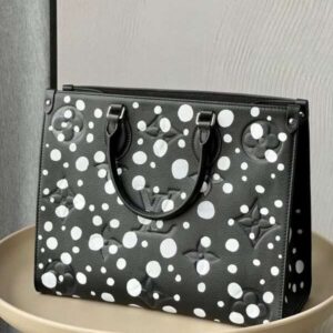 Louis Vuitton LV On The Go Black Polka Dot Pattern Fake Handbags 35x27x14cm