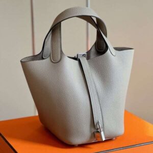 Hermes Picotin 18 Togo Hand Sewing Woman’s Grey Fake Handbags 18cm