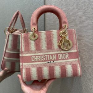 Dior Lady D-Lite Like Auth Women’s Handbag Pink 24cm