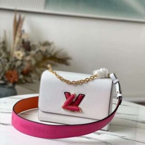 Louis Vuitton LV Twist White Cowhide Leather Fake Handbags 24cm