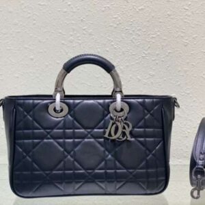 Dior Lady Super Fake Handbag Woman’s Black Silver Lock 24x18cm