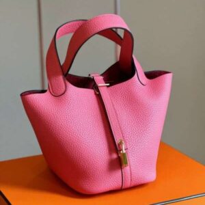 Hermes Picotin 18 Togo Woman’s Hand Sewing Fake Handbags Pink 18cm