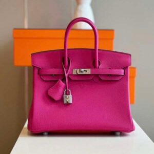Hermes Birkin PHW Da Togo Woman’s Dark Pink Fake Handbags 25cm