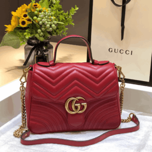 Gucci Marmont Top Handle Like Auth Women’s Handbag Red 27cm