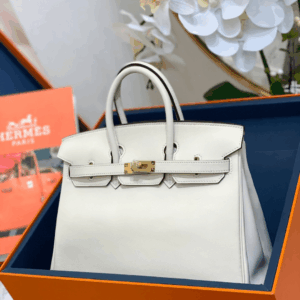 Hermes Birkin White Smooth Leather Fake Handbags Hand Sewing 25cm