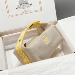 Hermes Bride A Brac PM Super Fake 11 Clutch Bag Yellow Fabric 12x20x10cm