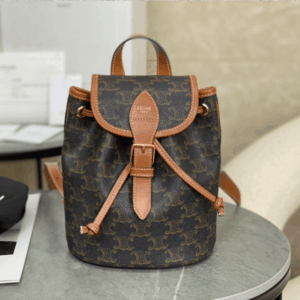 Celine Folco Fake Backpack Mixed Pattern Brown 17x20x10cm