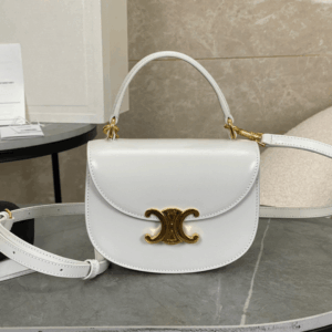Celine Handle Fake Handbag White Smooth Leather 15.5×11.5x5cm
