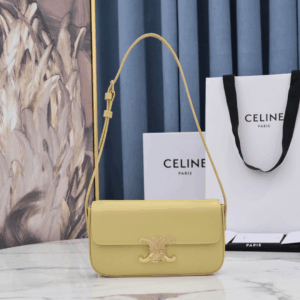 Celine Triomphe Handbag Bright Yellow Super Smooth Leather 20x12cm