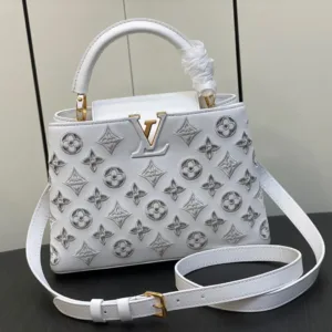 Louis Vuitton LV Capucines BB White Super Fake Handbags 27x18x9cm