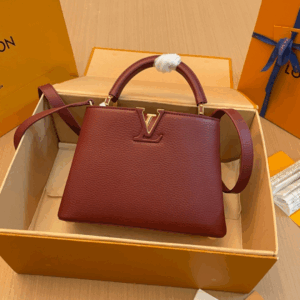 Louis Vuitton LV Capucines Woman’s Dark Red Fake Handbags 27x21x10cm