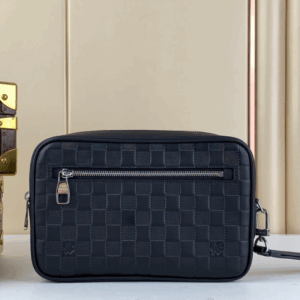 Louis Vuitton LV Fake Clutch Bag Kasai Damier Graphite Black 24cm