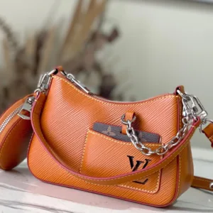 Louis Vuitton LV Marellini EPI Lock Silver Orange Fake Handbags 20cm