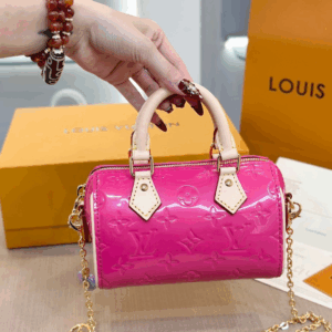 Louis Vuitton LV Nano Speedy Pink Shiny Leather Fake Handbags 16x10x7,5cm