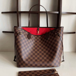 Louis Vuitton LV Neverfull Checkered Pattern Fake Handbags 32x29x17cm