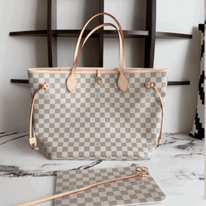Louis Vuitton LV Neverfull Super Fake Handbags Caro Pattern 32x29x17cm