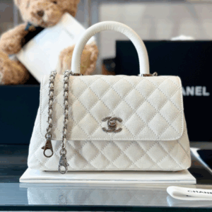 Chanel Coco Fake 11 Handbags Leather White With Silver Lock Woman’s 23cm