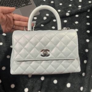 Chanel Coco Super Fake 11 Handbag Leather Light Grey Woman’s 23cm