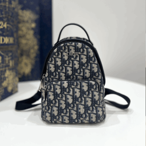 Balo Cao Cấp Dior Mini Chất Vải Họa Tiết Oblique 24x10x16cm