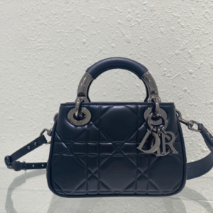Dior Lady Women’s Handbag Black Super Smooth Leather 20x13x8cm