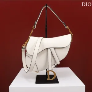 Dior Saddle Super Fake 11 Handbags White Color With Lock Yellow Gold 25x20x6.5cm