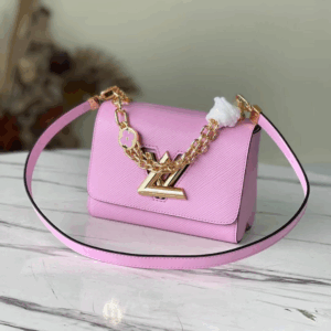 Louis Vuitton LV Twist Pink Fake Handbags With Lock Gold 24cm