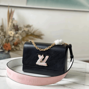 Louis Vuitton LV Twist Black Cowhide Leather Fake Handbags 24cm