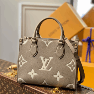 Louis Vuitton LV Onthego Woman’s Grey Cowhide Leather Fake Handbags 25cm