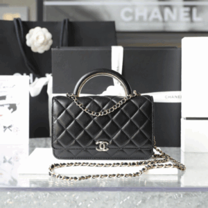 Chanel Woc Super Fake 11 Handbags Lock Silver Mix Handle Leather 19x12cm