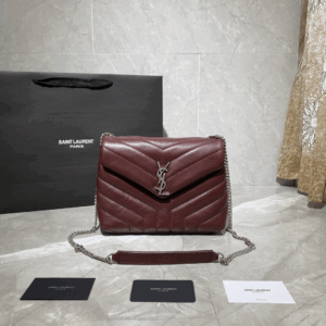 YSSL Loulou Small Chain Bag In Matelassé “Y” Burgundy